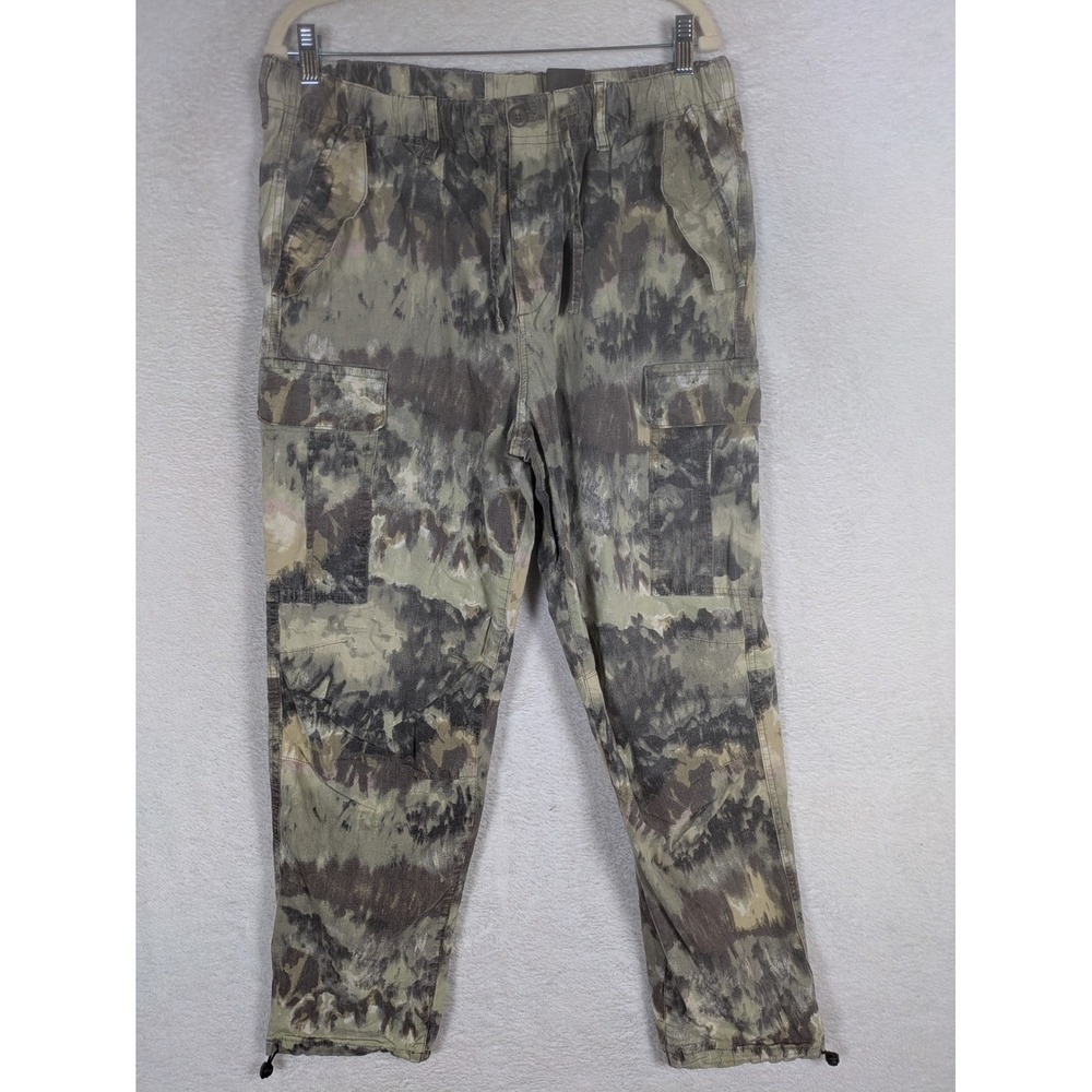 H&M Cargo Pants Men's M Green Tie-Dye Camo Elastic Waist
